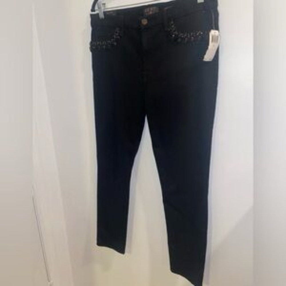 NWT Jen 7 For All Mankind Jeweled Black Ankle Skinny Jeans, sz 14 - Picture 5 of 16